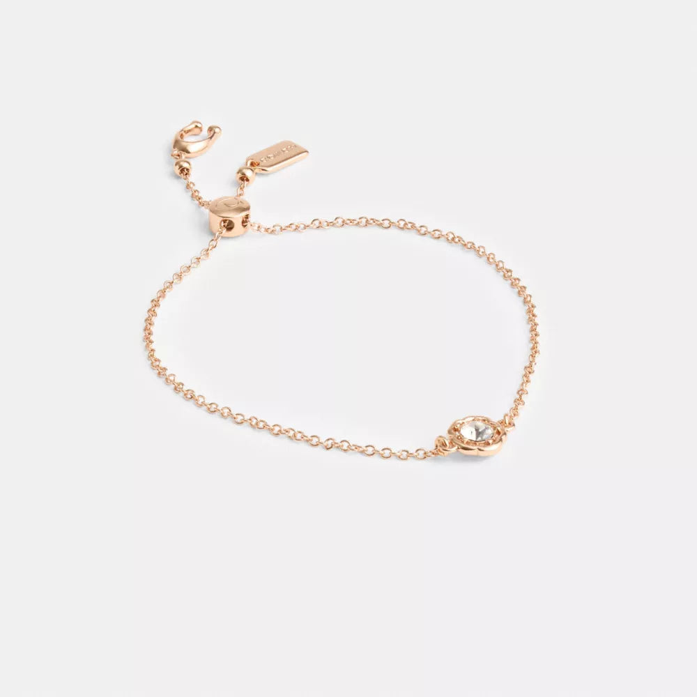 Halo Tea Rose Slider Bracelet - Brass/Rose Gold