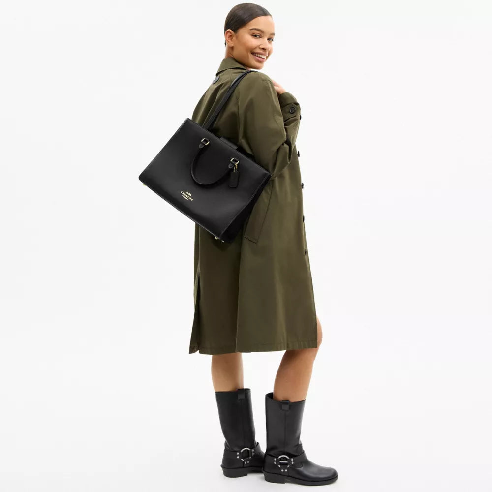 Maggie Tote Bag - Pebbled Leather/Gold/Black