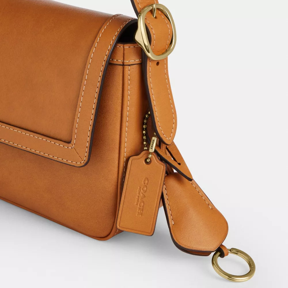 Etta Small Flap Shoulder Bag - Gold/Brown