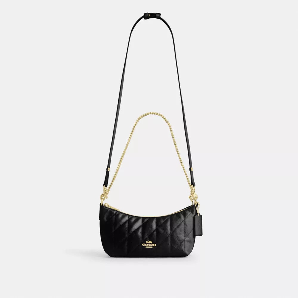 Caitlin Shoulder Bag With Quilting - Gold/Black