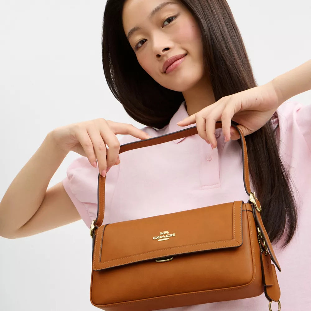 Etta Small Flap Shoulder Bag - Gold/Brown