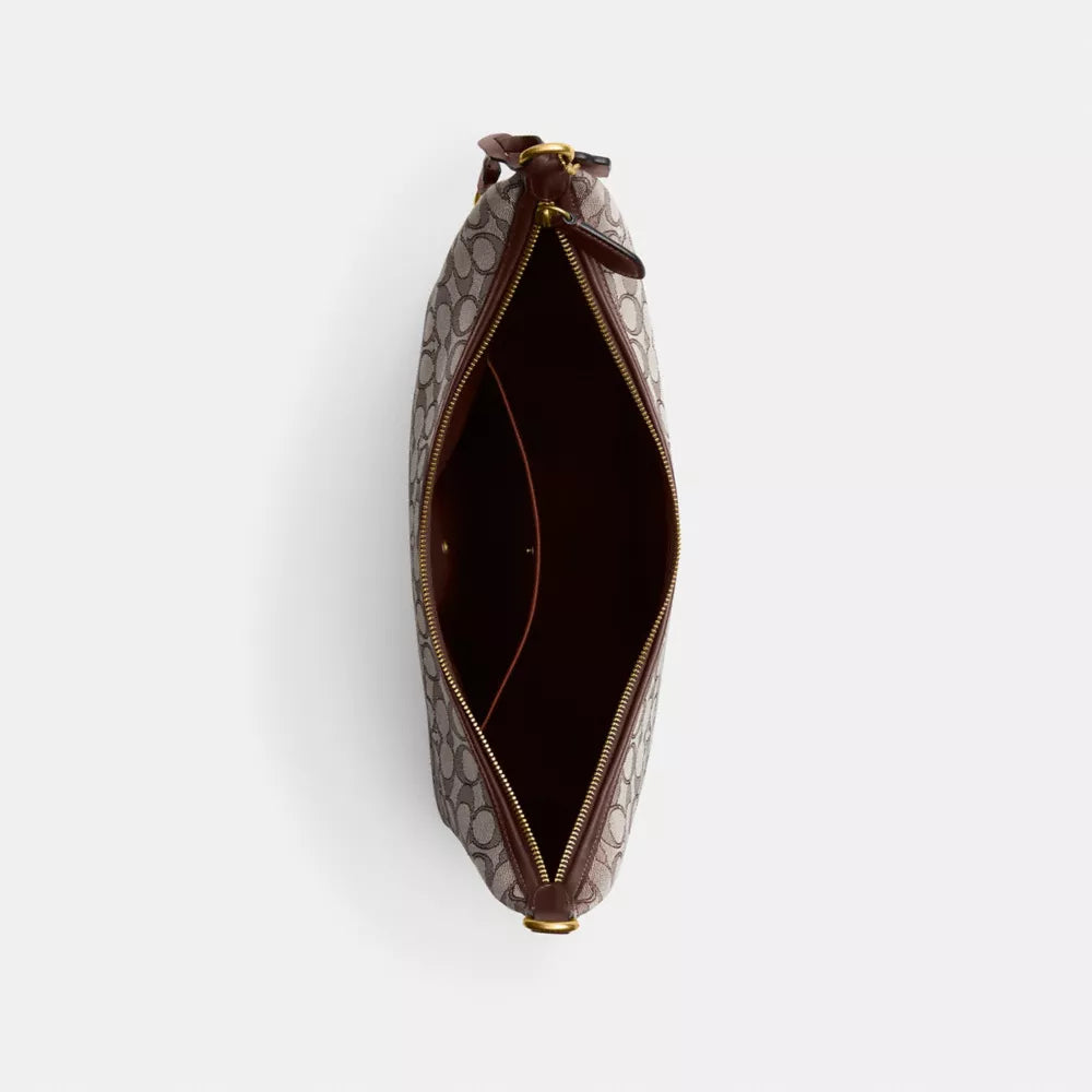 Juliet Shoulder Bag 38 In Signature Jacquard - Jacquard/Brass/Oak Maple