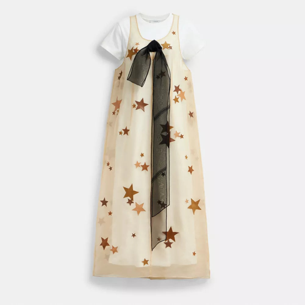 Star Organza Dress - White