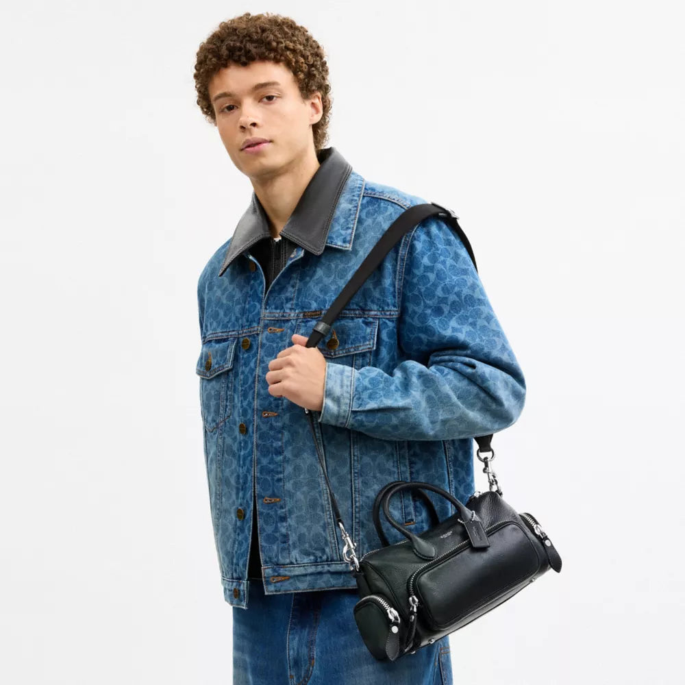 Compass Bag 25 With Pockets - Pebbled Leather/Navy/Green