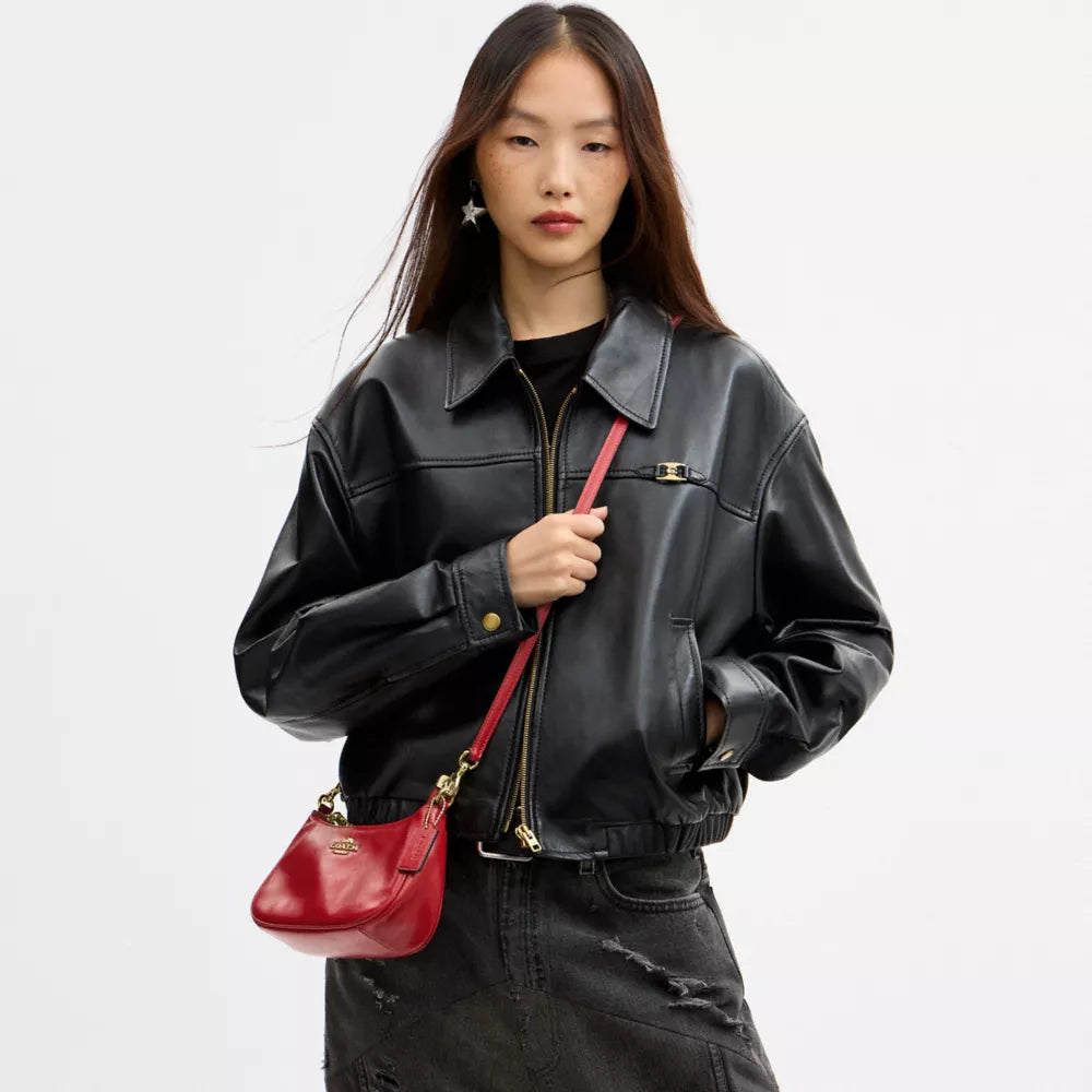 Soft Teri Mini Crossbody Bag - Smooth Leather/Gold/Poppy