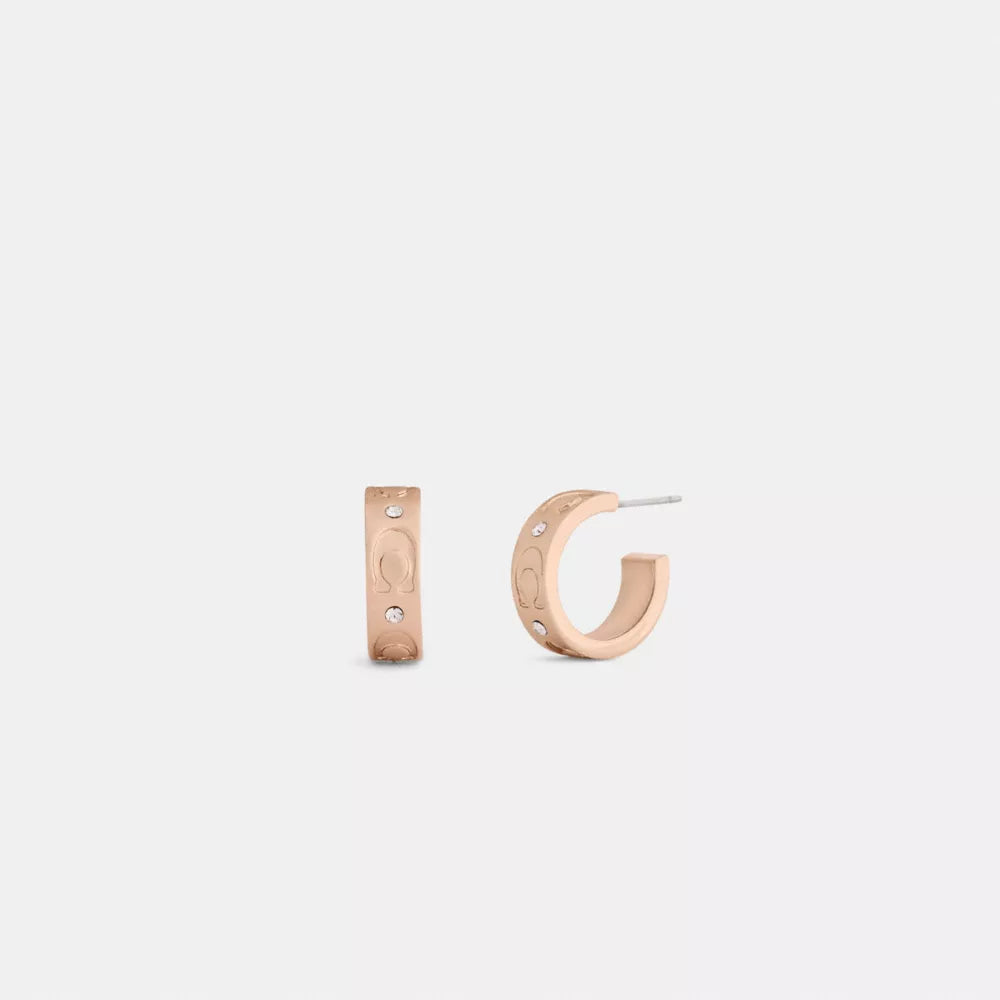 Repeated C Huggie Earrings - Rose Gold