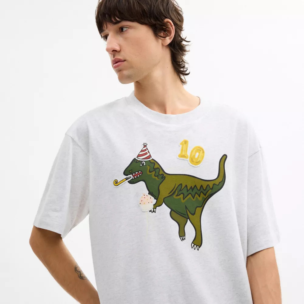 Rexy 10th Birthday Relaxed T-Shirt In Organic Cotton - Heather Grey