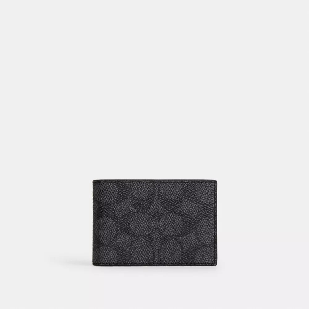 Compact Billfold Wallet In Signature Canvas - Signature Canvas/Charcoal/Black