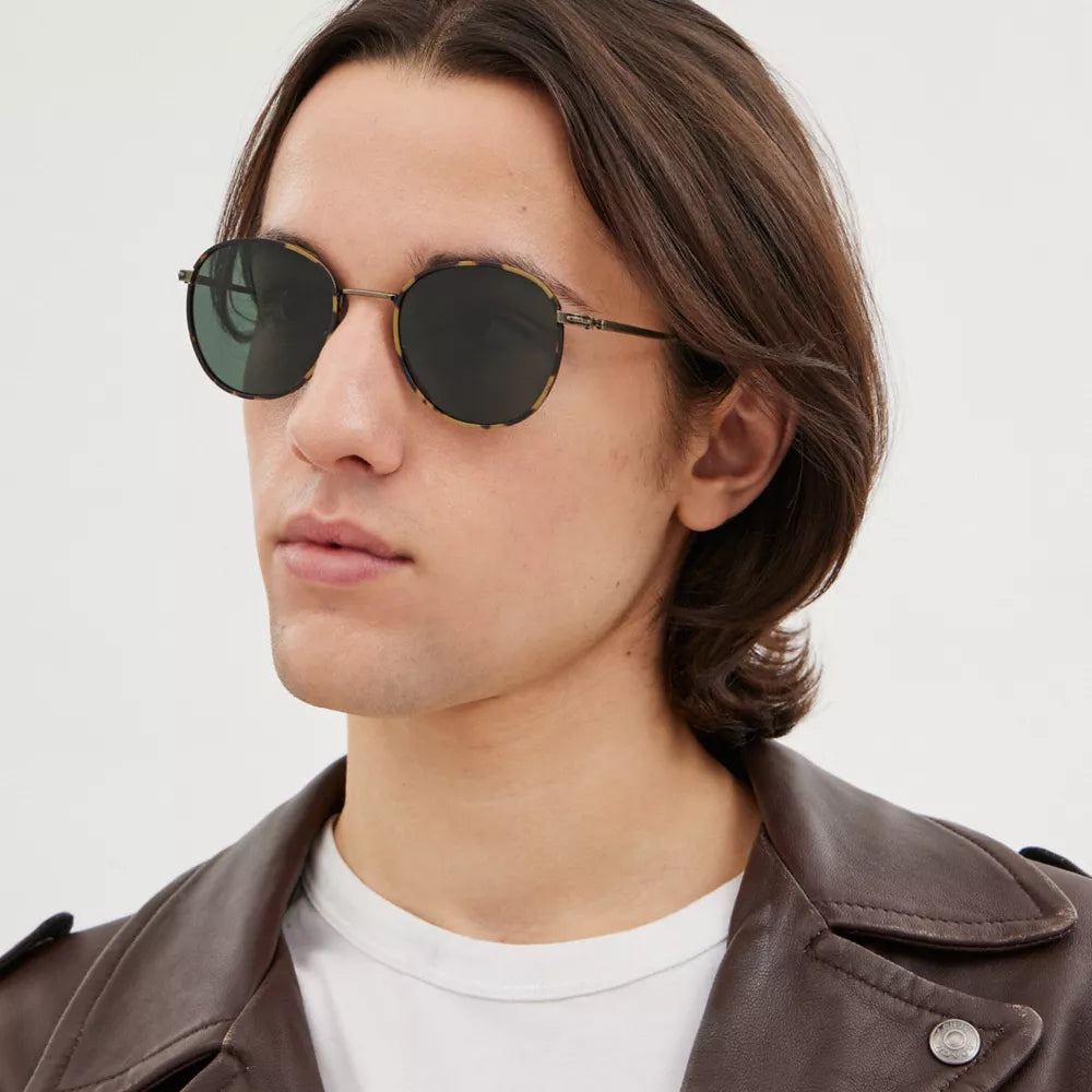 Metal Windsor Round Sunglasses - Dark Tortoise/Antique Gold