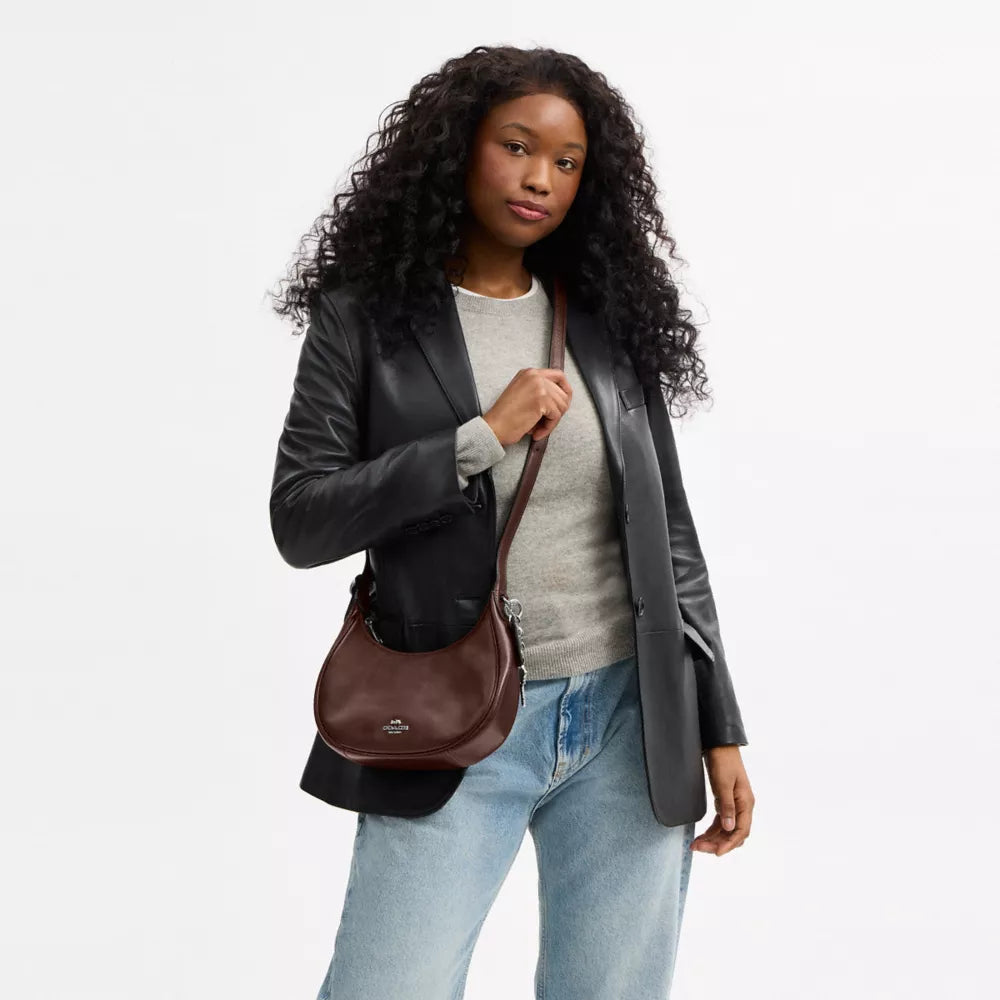 Emily Shoulder Bag - Crinkle Leather/Silver/Maple