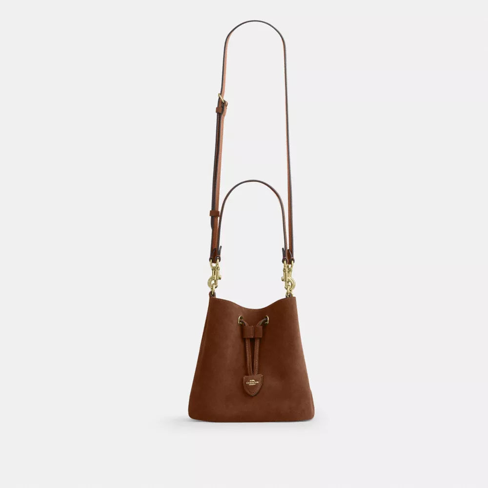 Rowan Bucket Bag - Suede/Gold/Warm Brown