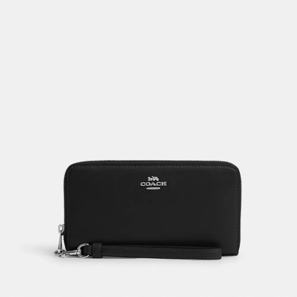 Long Zip Around Wallet - Silver/BLACK