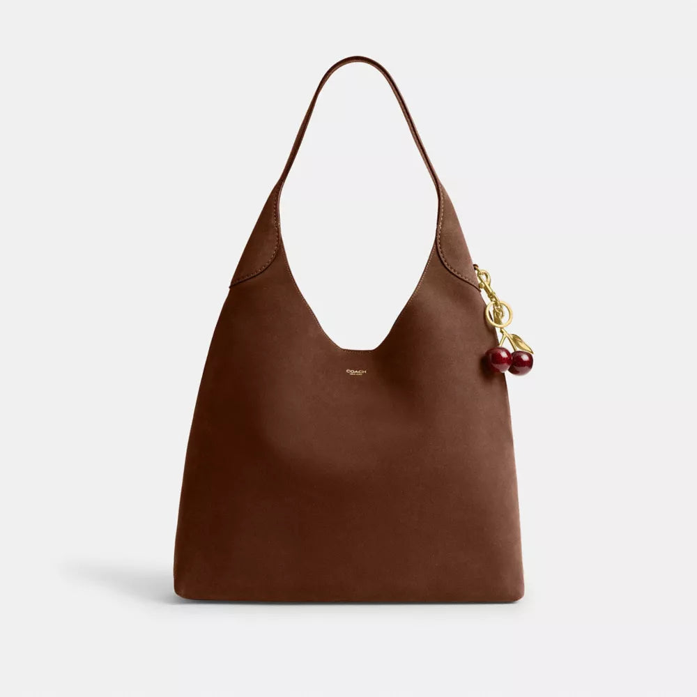 Brooklyn Shoulder Bag 39 - Suede/Brass/Warm Brown