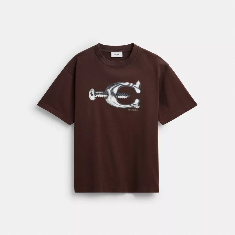 Hardware Relaxed T-Shirt In Organic Cotton - Brown