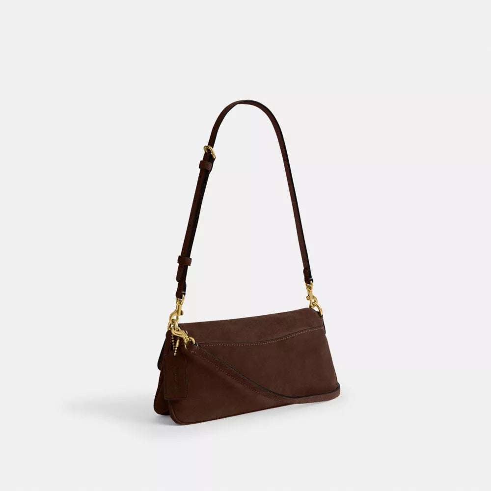 Jet Shoulder Bag - Suede/Brass/Dark Chocolate
