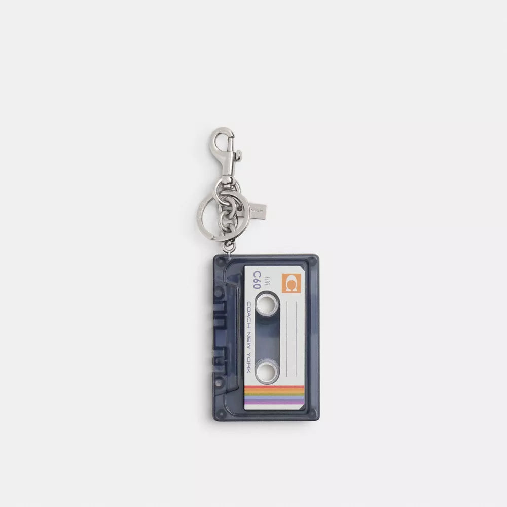 Large Cassette Bag Charm - Silver/Black