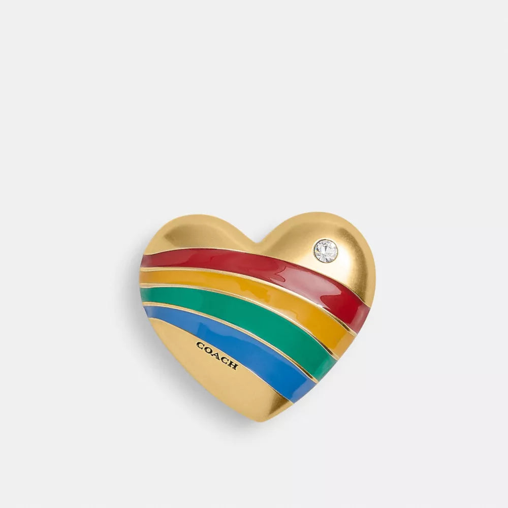 Rainbow Heart Shoe Charm - Brass/Multi
