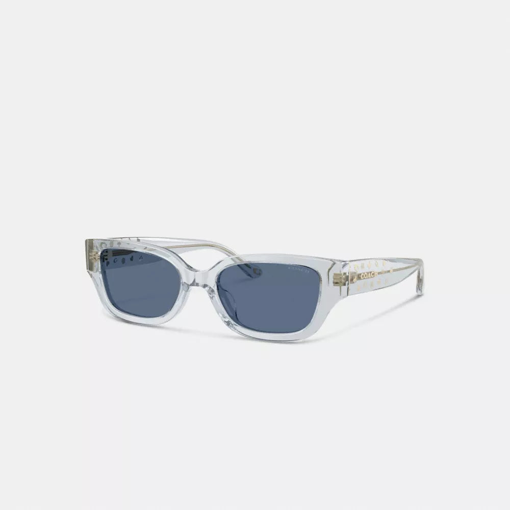 Charms Narrow Rectangle Sunglasses - Transparent Blue