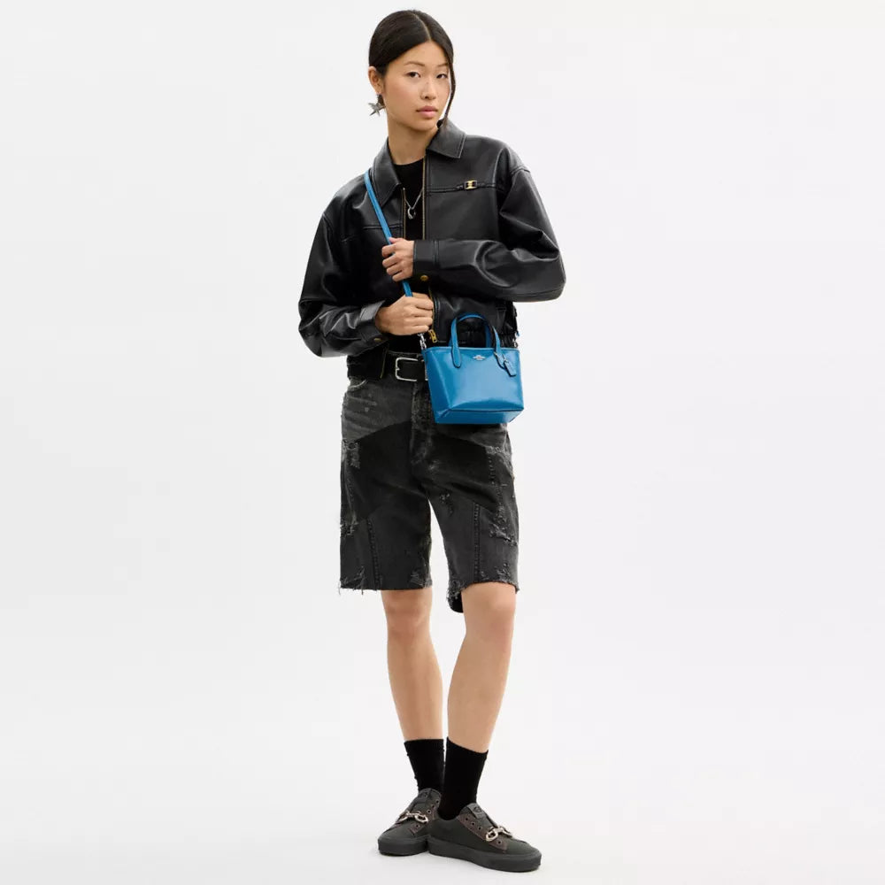 City Mini Tote Bag - Smooth Leather/Silver/Blue Jay