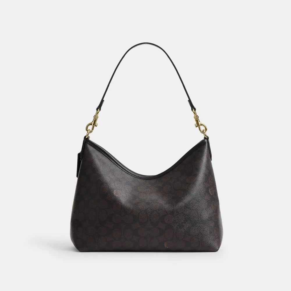 Laurel Shoulder Bag In Signature Canvas - Signature Canvas/Gold/Walnut/Black