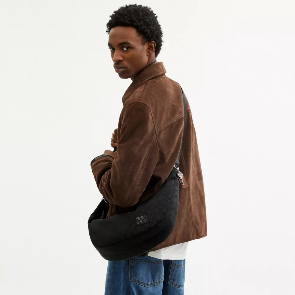 Leon Sling Bag In Signature Nylon Jacquard - Nylon/Black