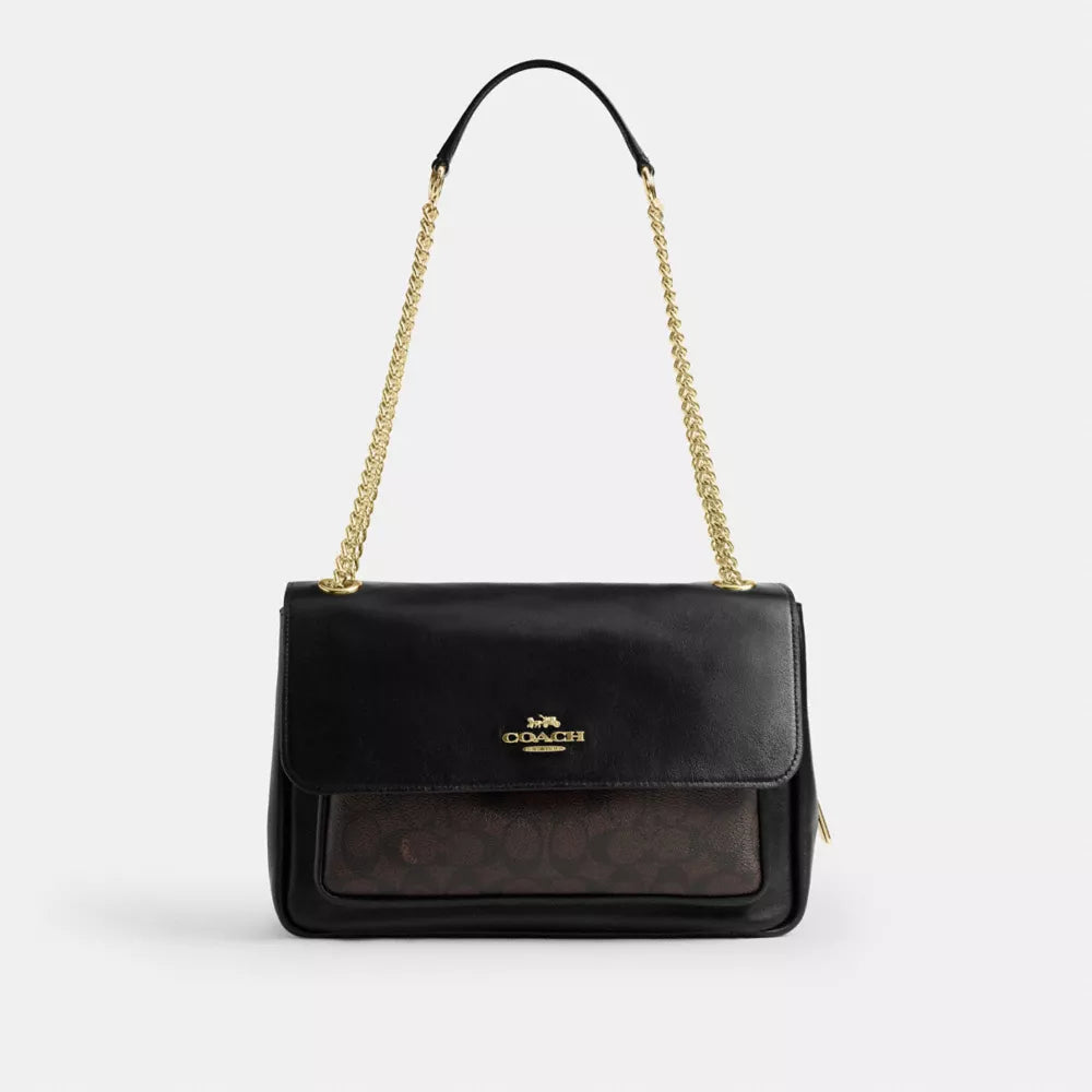 Elodie Crossbody Bag In Signature Canvas - Gold/Walnut/Black