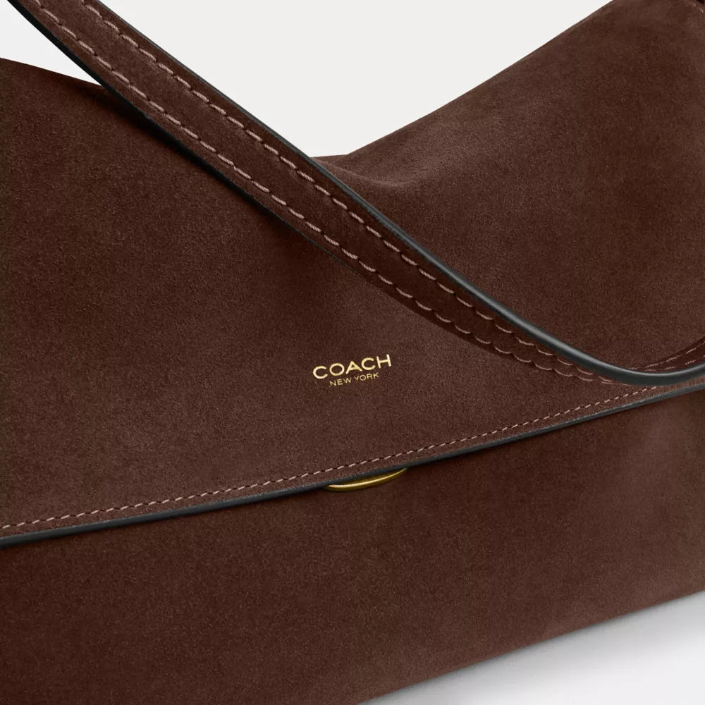 Chelsea Shoulder Bag 36 - Suede/Brass/Dark Chocolate