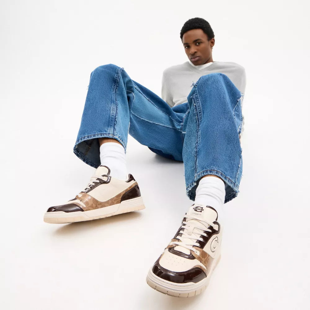 Soho Sneaker With Patent Signature - Brown/Maple