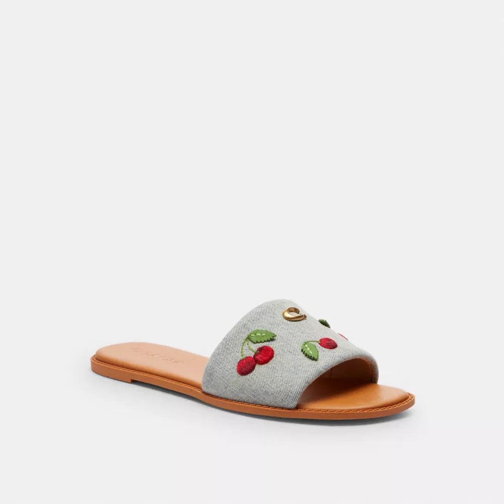 Holly Sandal With Cherries - Denim Multi