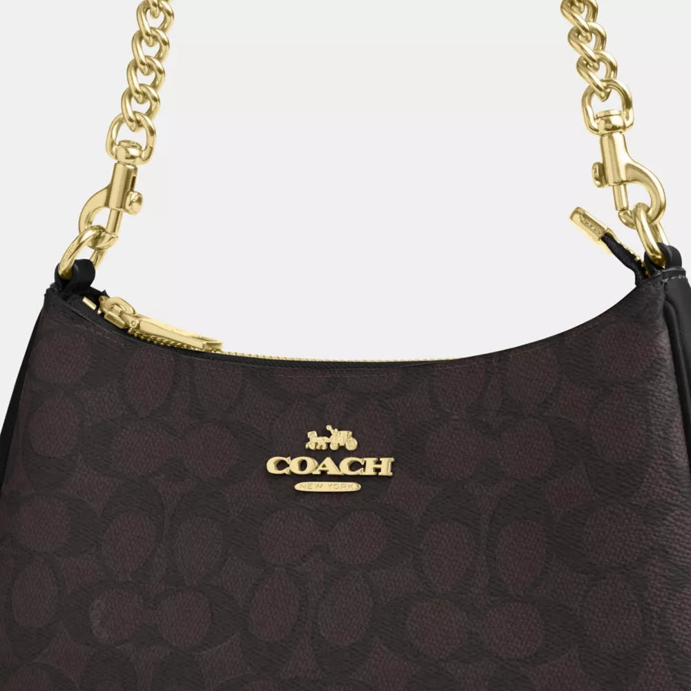 Teri Shoulder Bag In Signature Canvas - Gold/Walnut/Black
