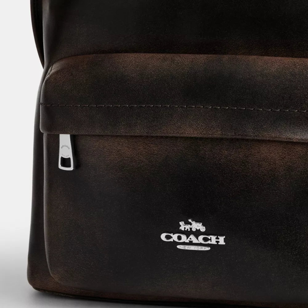 Taylor Small Backpack In Loved Leather - Silver/Black Brown