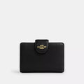 Medium Corner Zip Wallet - Pebbled Leather/Gold/Black