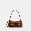 Ashton Shoulder Bag - Suede/Gold/Warm Brown