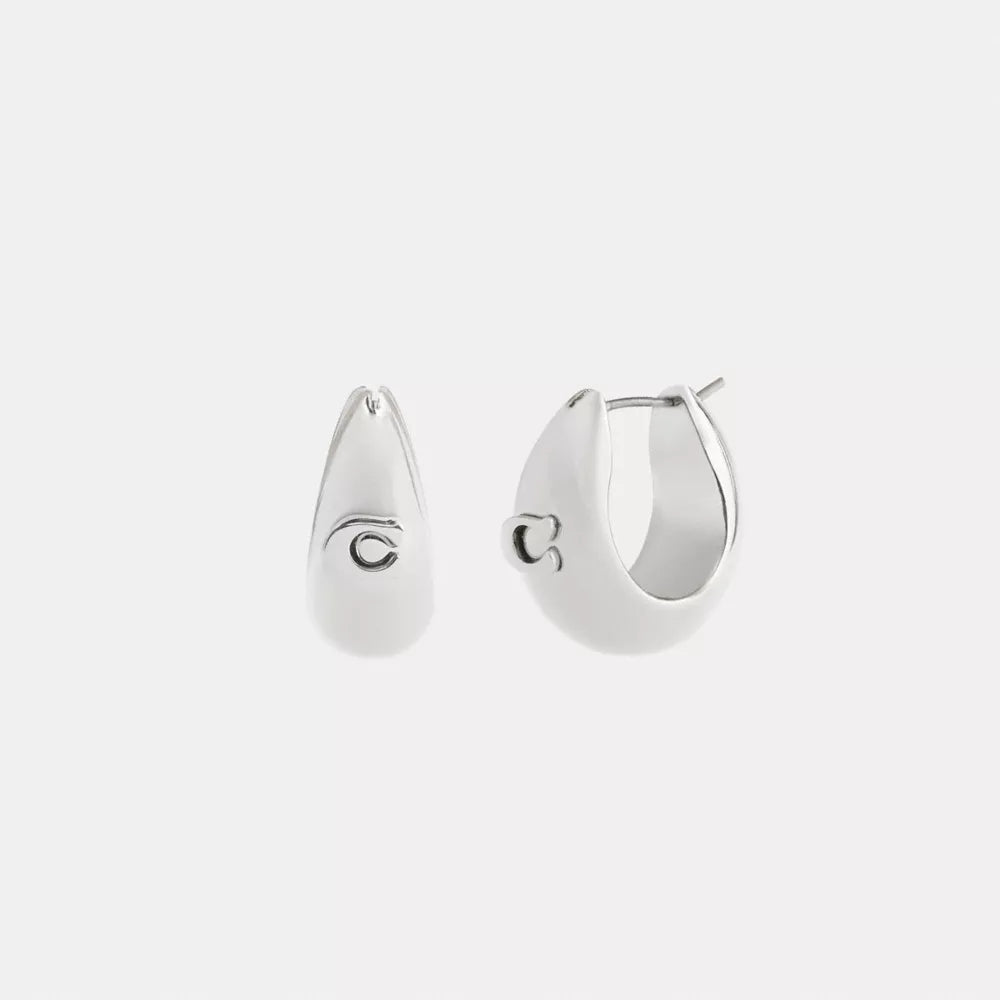 Signature Thick Hoop Earrings - Silver