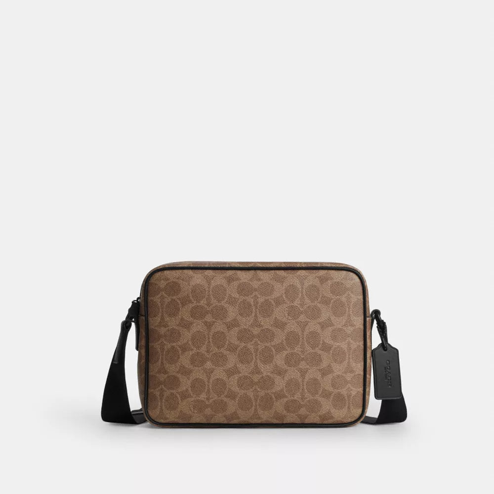Colton Crossbody Bag 25 In Signature Canvas - Signature Canvas/Matte Black/Tan Black