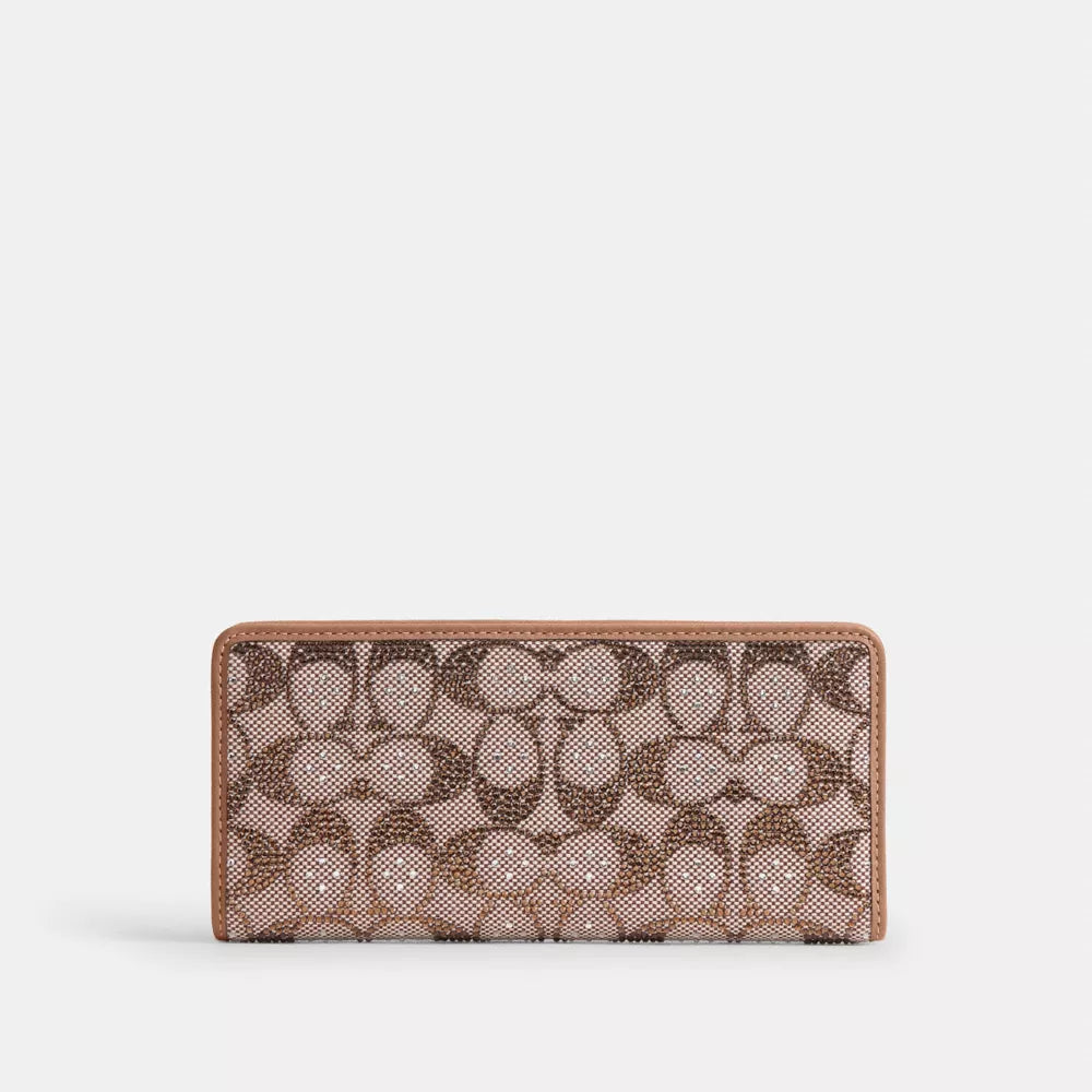 Essential Slim Wallet In Crystal Signature Jacquard - Signature Jacquard/Brass/MUSHROOM