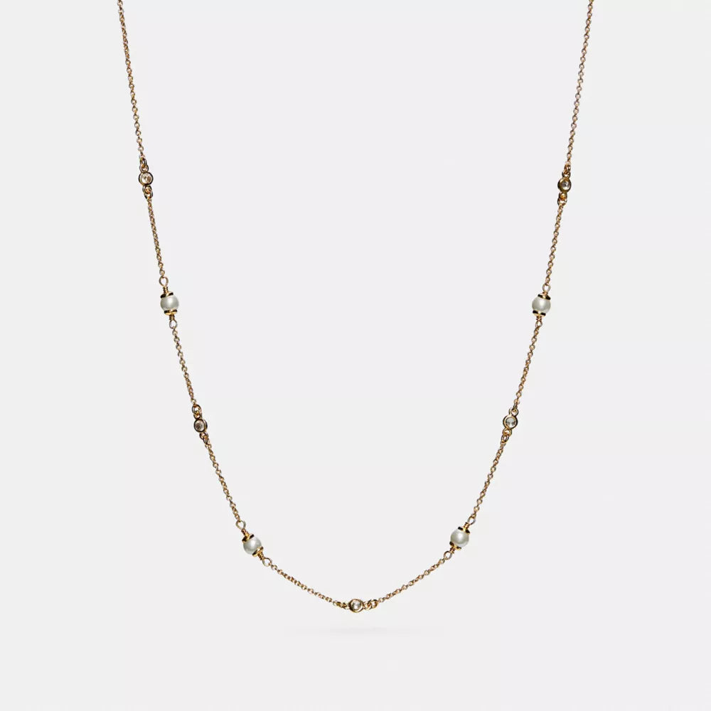 Sculpted C Pearl Necklace - Plated Brass/Gold