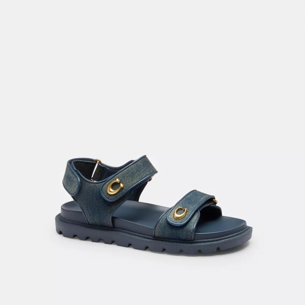Brynn Sandal In Loved Denim - Dark Indigo