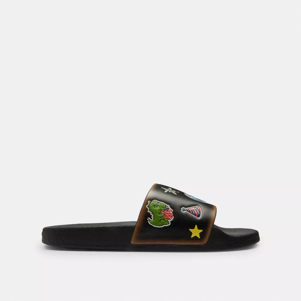 Rexy 10th Birthday Udele Slide With Sticker Print - Black