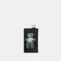 Zip Card Case With Teddy Graphic - Black