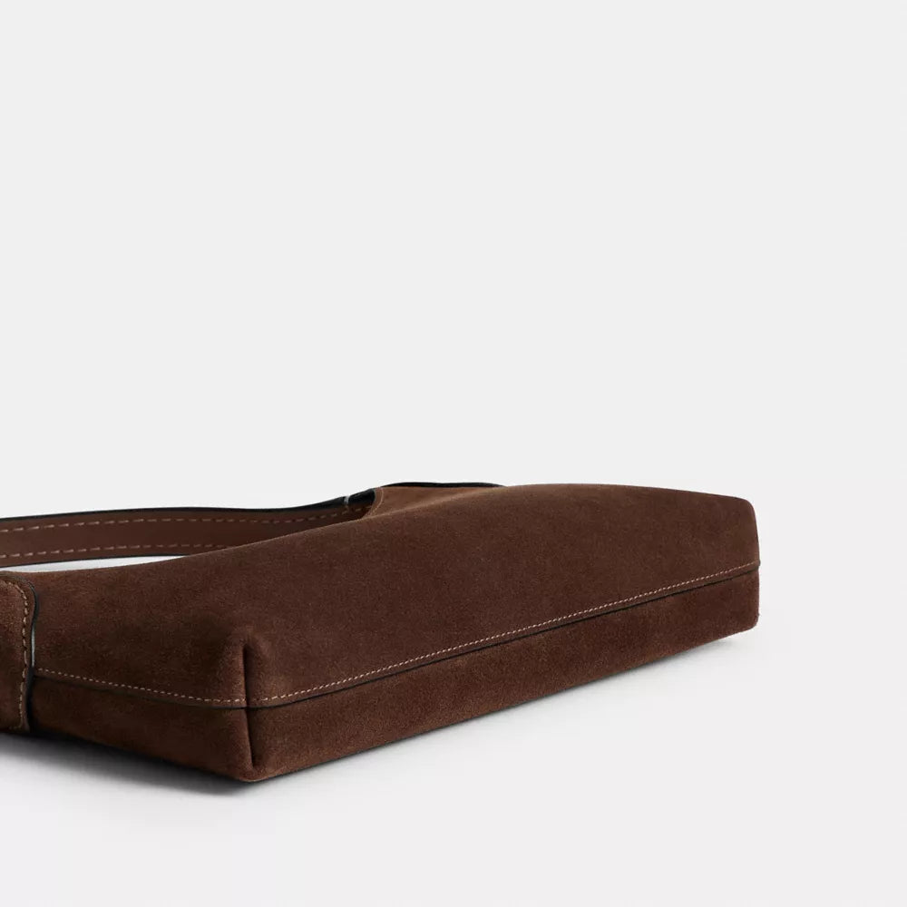 Brooklyn Shoulder Bag 26 - Suede/Brass/Dark Chocolate