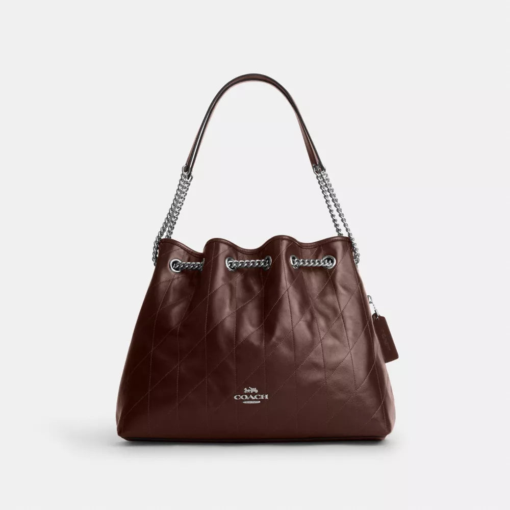 Evelyn Shoulder Bag With Quilting - Smooth Leather/Silver/Maple