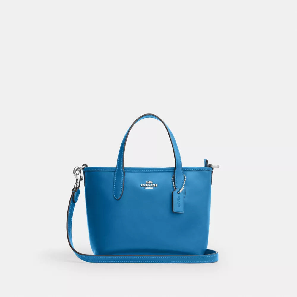 City Mini Tote Bag - Smooth Leather/Silver/Blue Jay