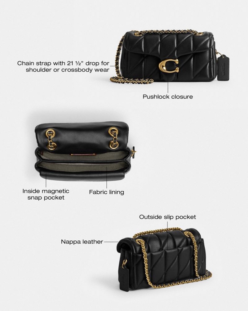 Tabby Shoulder Bag 20 With Pillow Quilting - Smooth Leather/Brass/Black