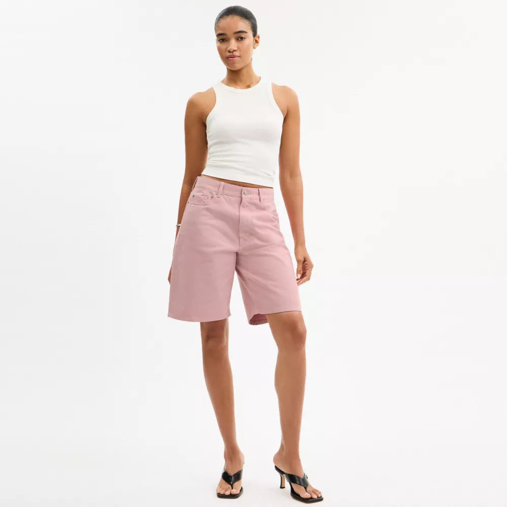 Denim Skater Shorts - Pink