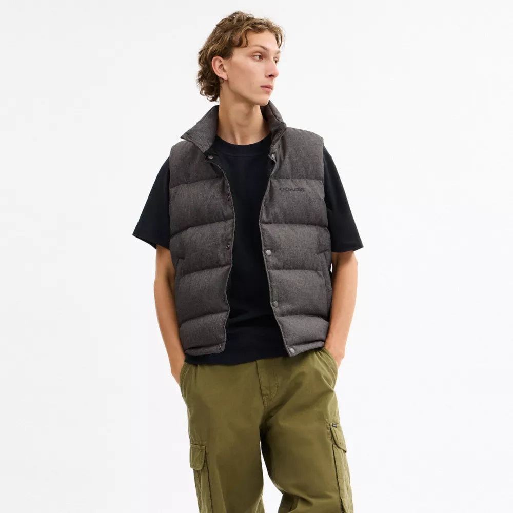 Solid Down Vest - Dark Heather Grey