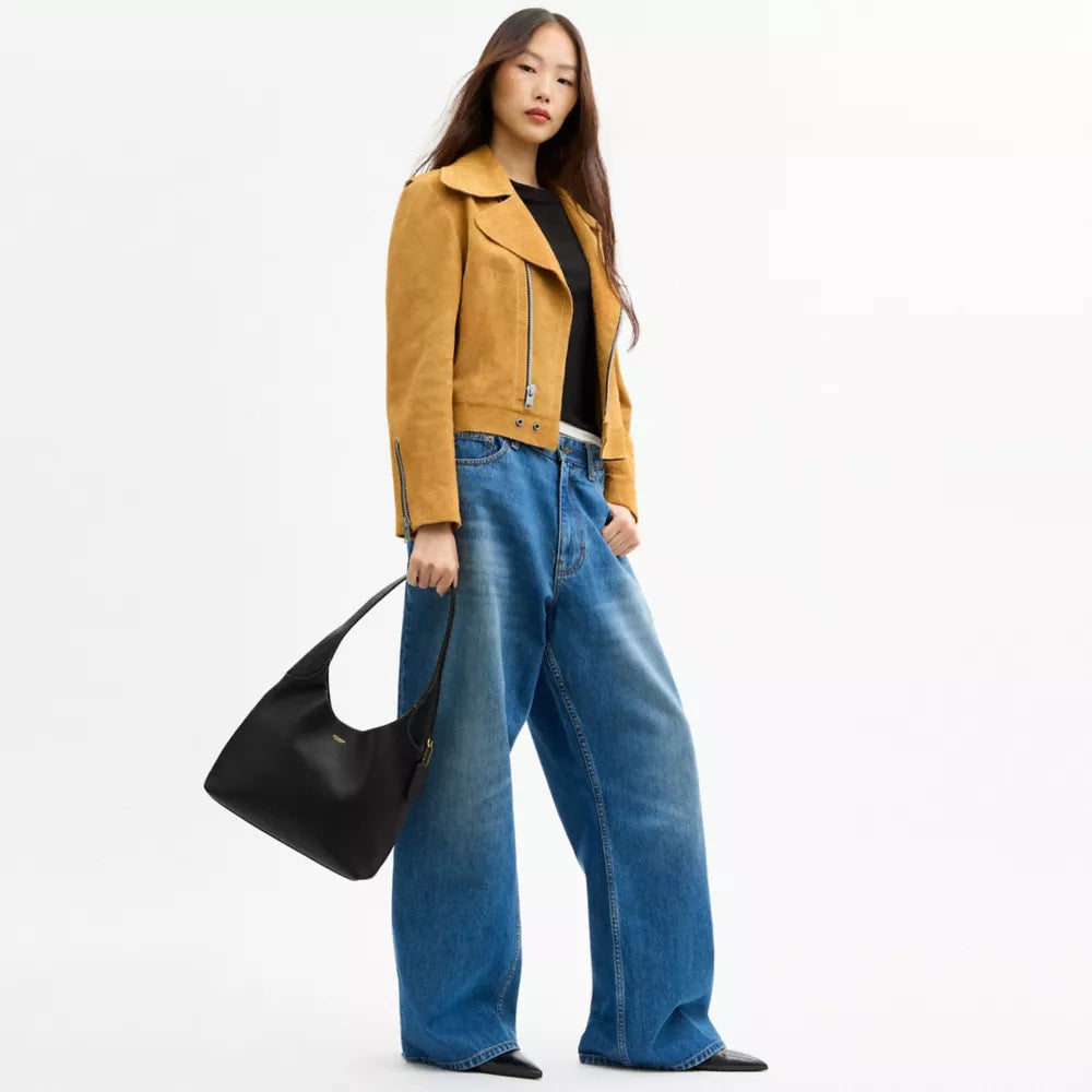 Brooklyn Shoulder Bag 28 - Natural Grain Leather/Brass/Black