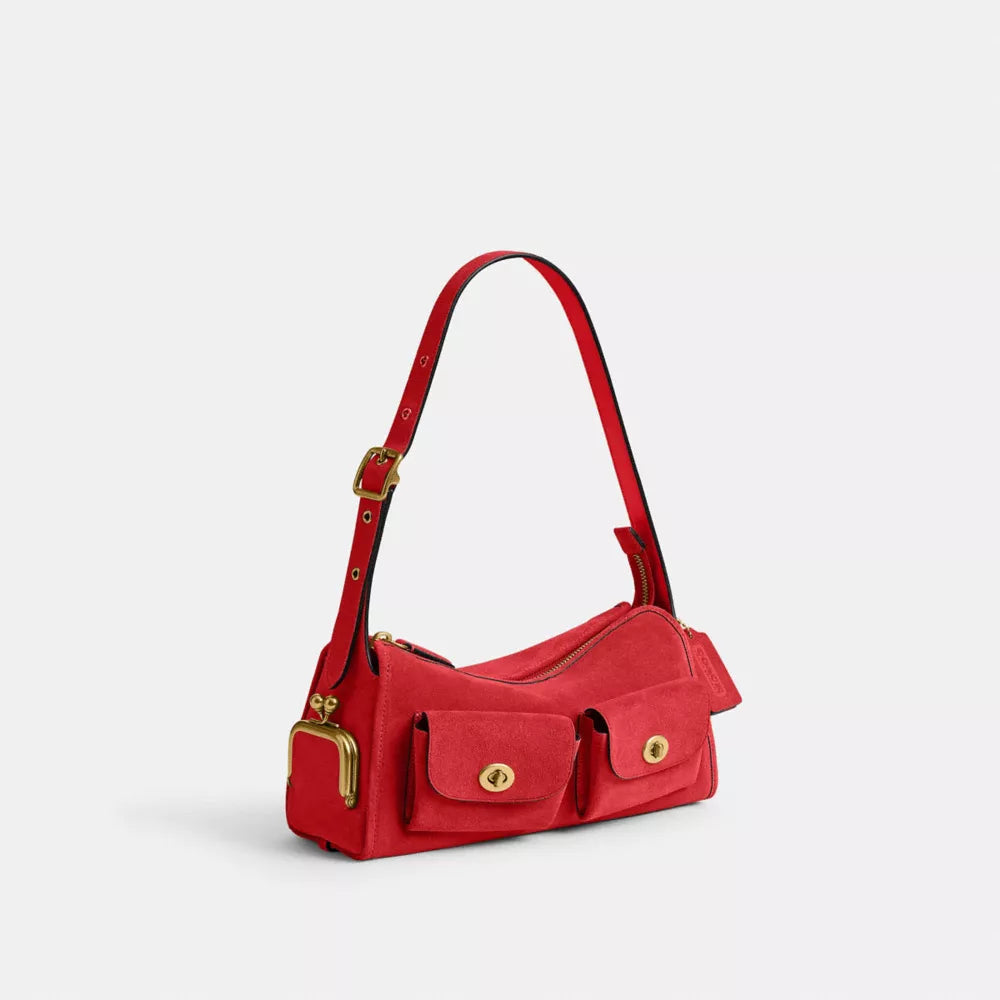 Turnlock Haversack Bag 27 - Suede/Brass/Candy Apple