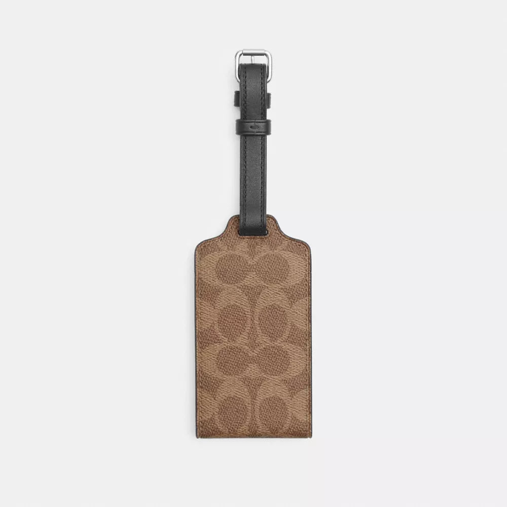Luggage Tag In Signature Canvas - Signature Canvas/Silver/Tan/Black