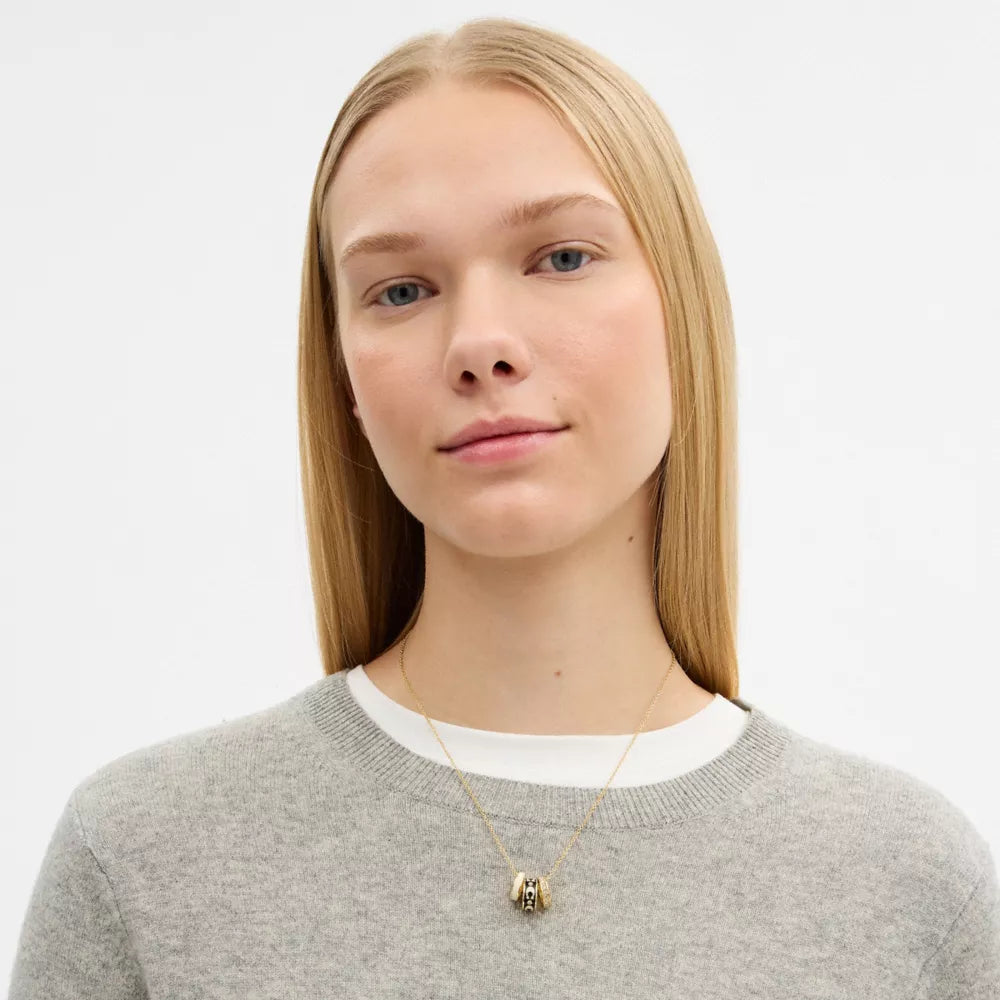 Repeated C Rondelle Necklace - Gold/Black